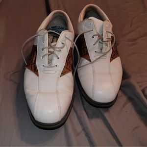 Footjoy Dryjoy Golf Shoes Mens Size 9W White Brown